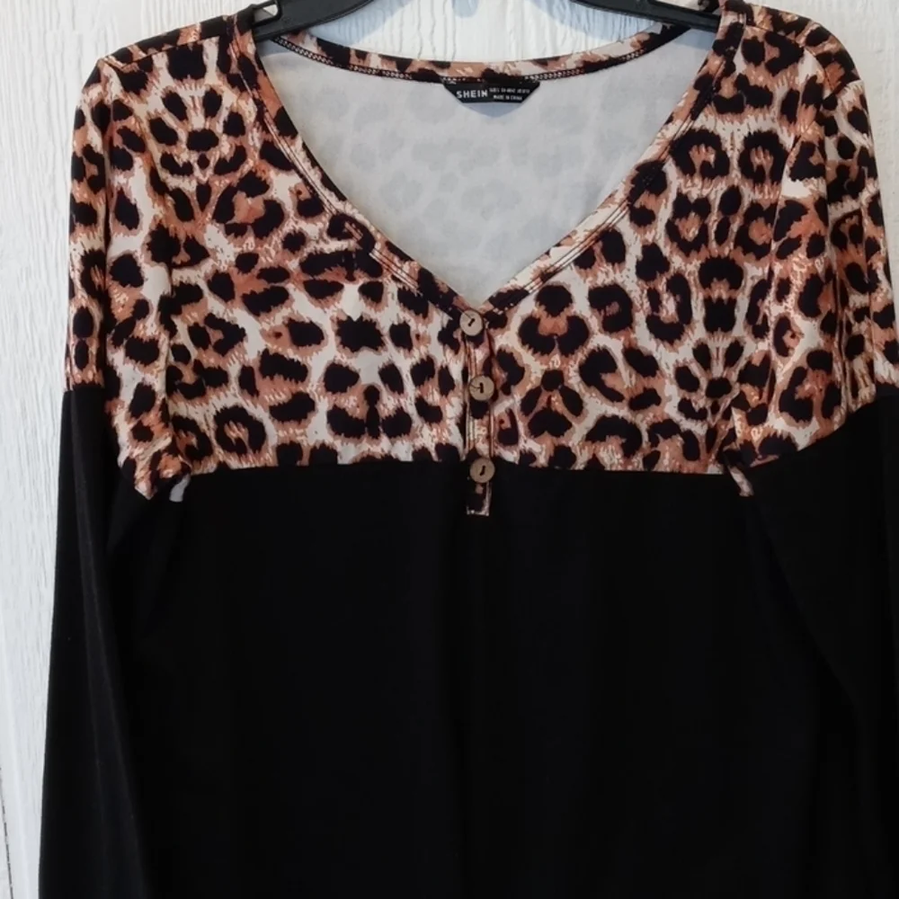 Shein long sleeve blouse large or 8/10 leopard